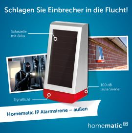 Homematic IP expands its range with a solar-operated alarm siren