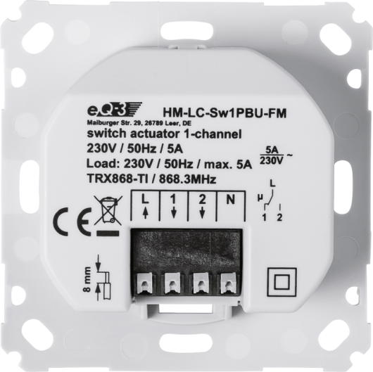 HomeMatic Wireless Switch Actuator 1-channel for brand switch systems, flush-mount