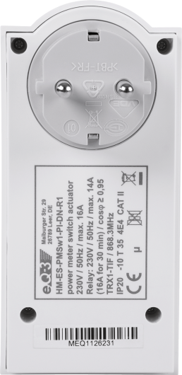 Wireless Switch Actuator 1-channel with power metering, plug adapter type F