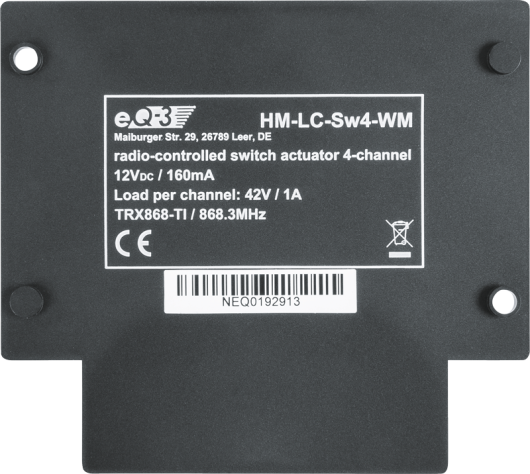 HomeMatic Wireless Switch Actuator 4-channel, wall-mount