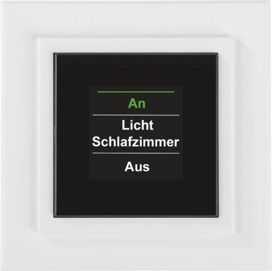 Flat wireless push-button with colour graphic display