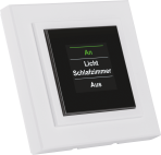 Flat wireless push-button with colour graphic display