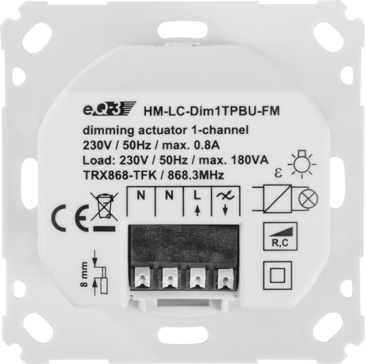 HomeMatic Wireless Dimming Actuator 1-channel for brand switch systems, trailing edge, flush-mount